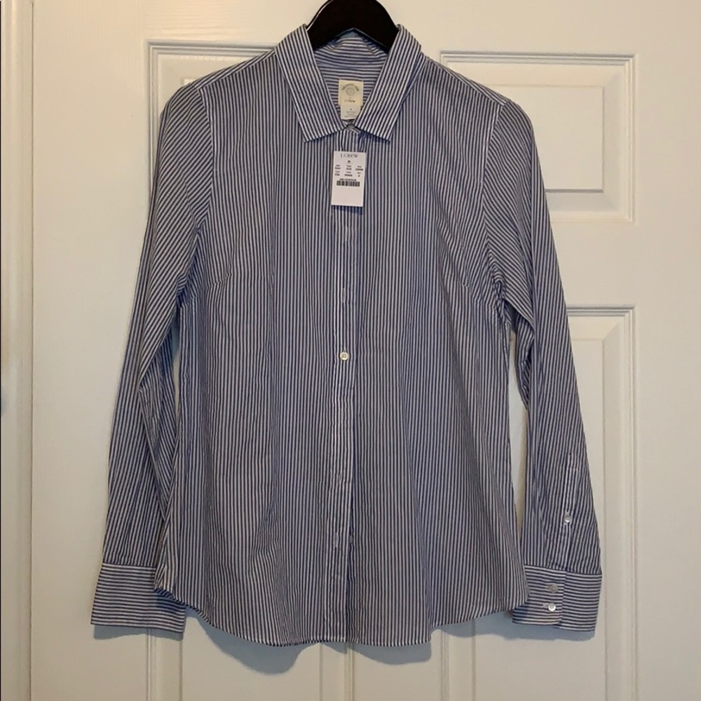 J.Crew “The Perfect Shirt” blue and white striped